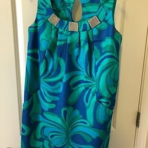 Lilly Pulitzer Cocktail Shift Dress with jeweled collar, size 6